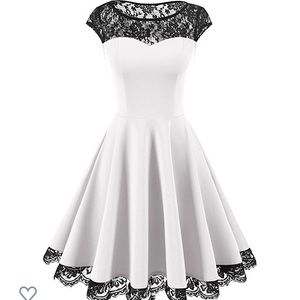 Women's Vintage Floral Lace Cap Sleeve Dress XXL